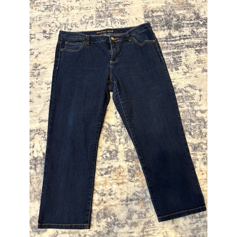 MICHAEL KORS; Izzy-Skinny, Mid-Rise w/stretch, Darker Denim Jeans, sz 8 Women's